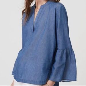 Loft Chambray Bell Sleeve Top